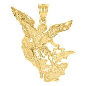 Colgante de oro religioso de 10 k de dos tonos para hombre San Miguel - Imagen 1 de 6