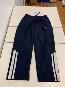 Vintage Nike Track Pants XL Navy Blue Nylon Windbreaker Warm Up Athletic Loose - Picture 1 of 13