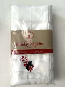 Set 6 ~100% Cotton Napkins Nantucket Home Christmas Holiday CANDY CANE 20"x20" - Picture 1 of 4