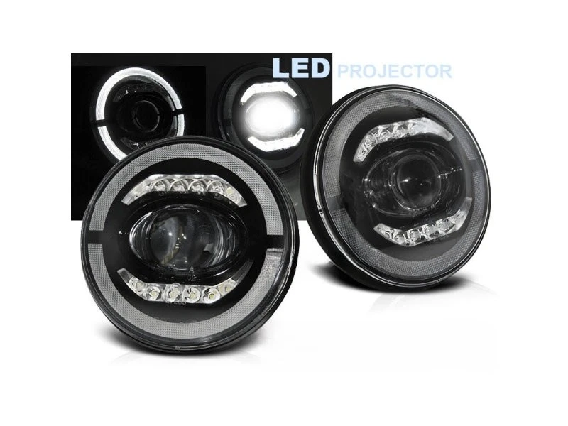 Faros para Chrysler Jeep Wrangler 1996-2018 Angel Eeye LED Negro Foto 1 de 4