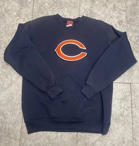 Y2k VTG Made in USA Chicago Bears Crewneck Sweater Medium 🔥 Navy Embroidered - Picture 1 of 6