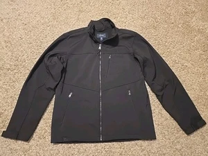 IZOD Men's Medium Performance Soft Shell Full Zip Jacket Coat Black - Picture 1 of 17