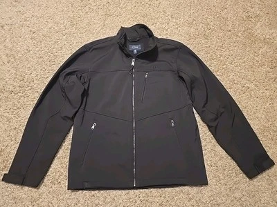 IZOD Men's Medium Performance Soft Shell Full Zip Jacket Coat Black  - Image 1 of 4
