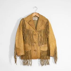 Vintage Schott Rancher Fringe Western Leather Jacket Womens 10 Distressed Brown - Picture 1 of 10