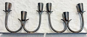 Wm rogers silverplate Brass Candleholders MCM Midcentury Modern PAIR elegant - Picture 1 of 7