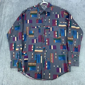 VTG Cowboy Threads Shirt Men's Large Multicolored Geometric Western Rodeo - Picture 1 of 9