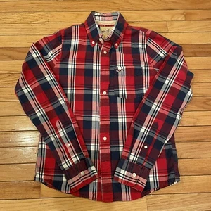 Oxford Hollister para hombre talla M rojo a cuadros estilo Oxford con botones manga larga - Imagen 1 de 7