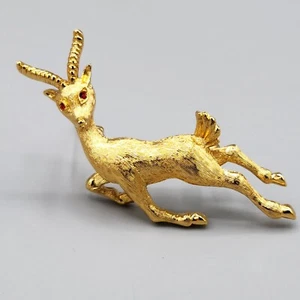 Vintage Monet's MENAGERIE Antelope Gold Tone Figural Brooch - Picture 1 of 10
