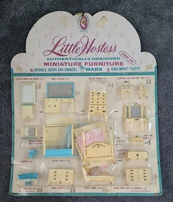Juego de muebles vintage para casa de muñecas Marx Little Hostess PAQUETE Foto 1 de 4
