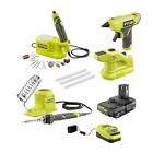 18V 3-Tool Hobby Kit Glue Gun Soldering Iron Rotary Tool with Battery & Charger