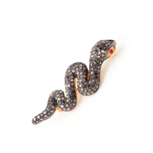 Broche colgante con dije de rubí diseño pavimentado con diamantes oro 14K plata 925 joyería - Imagen 1 de 6