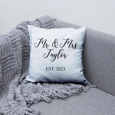 Mr and Mrs Cushion, Wedding Cushion, Newlywed gift, Couples Anniversay  Gift - Image 1 of 2