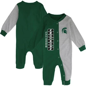 Infant Green/Heather Gray Michigan State Spartans Halftime Two-Tone Sleeper - Picture 1 of 3