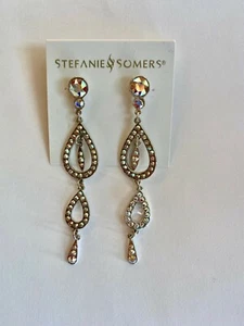 💖🌟Nuevo con etiquetas Pendientes de Swarovski lineales de agua Stefanie Somers en AB 29998🌟💖 - Imagen 1 de 1