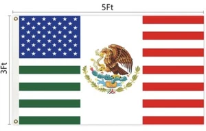 Mexiko USA Freundschaftsflagge 3 x 5 Fuß bedruckt Polyester, Spezialflagge - Bild 1 von 2