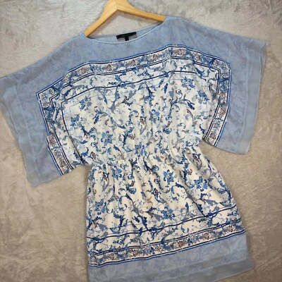 Vestido kimono floral transparente azul blanco chifón BCBGMAXAZRIA para mujer M/L Foto 1 de 4