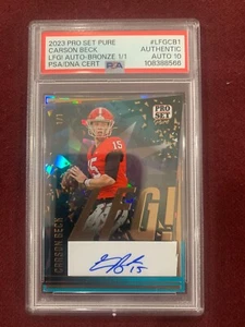 Carson Beck 2023 Pro Set Pure LFG! Bronze Auto 1/1 PSA 10 Auto Grade  Gem Mt - Picture 1 of 1