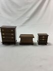 Dollhouse Wood Furniture Bedroom 3 Piece Dresser Nightstand Side Table Chest