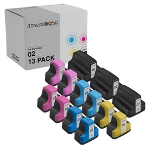 13PK Ink Set for HP 02 HP02 BLACK COLOR PhotoSmart 3310xi 3110 D7460 D7245 C5185 - Afbeelding 1 van 7
