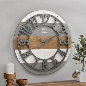 FirsTime & Co. Multicolor Shabby Planks Wall Clock, Large Vintage Decor for L... - Picture 1 of 8