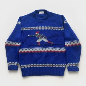 Jos A.Bank Sweater Men’s Large Christmas Ski Knit Wool Fair Isle 90s Vintage - Picture 1 of 9