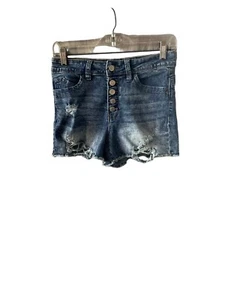 WBB YMI Women’s Cutoff Shorts Distressed High Rise Blue 7/28 Juniors - Picture 1 of 13