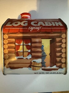 Vintage 1987 Red Log Cabin Maple Syrup Tin Can 100th Anniversary General Foods - Picture 1 of 5