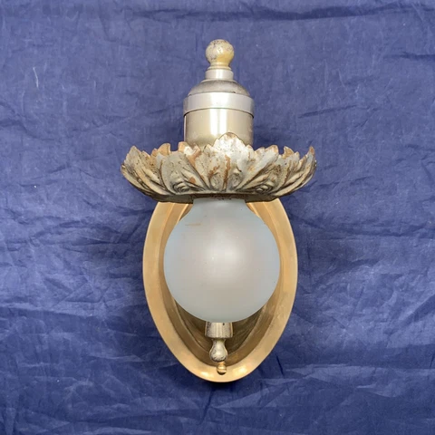 Nickel & Brass Mixed Patina Single Wall Sconce Fixture Wired Light Rewired 32F Cover