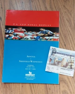 1993 FA Cup Final Replay Programme & Ticket – Arsenal vs Sheff Weds - Picture 1 of 5