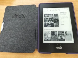 Amazon Kindle Paperwhite 7th Gen DP75SDI Black in Purple Kindle Case Bundle- GWC - Picture 1 of 4
