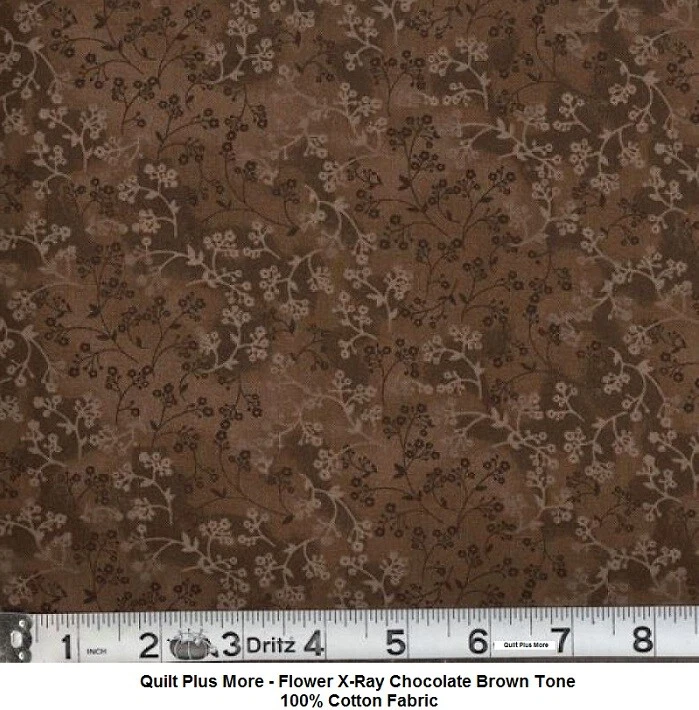 Flower X-Ray Chocolate Brown Tone 100% Cotton Fabric sold by 1/4 yard off bolt - Image 1 of 1