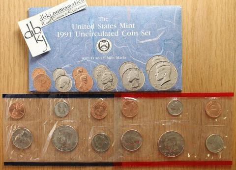 1991 U.S. Mint Set - Uncirculated Coins - 10-Coin Set - PD Cover