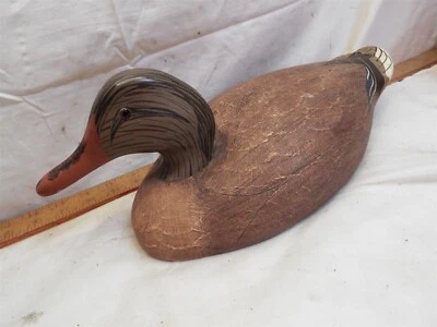 Signed Vintage Mallard Hen Duck Decoy Model Glass Eye Ethan Allen 1983 - Image 1 of 4