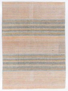 8.6x11.7 ft Vintge Cotton & Goat Wool Kilim Rug with Orange Stripes - Picture 1 of 4