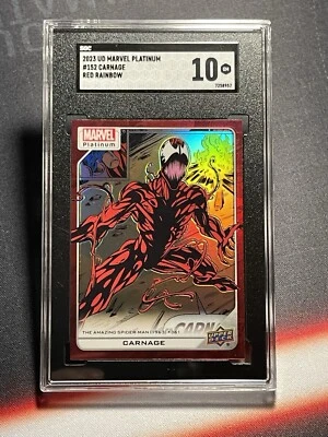 2023 Upper Deck Marvel Platinum CARNAGE 152 RED RAINBOW Color Match SGC 10 POP 1 - Image 1 of 2