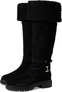NEU Lauren Ralph Lauren Cristine hohe Stiefel schwarz lockiges Lammfell Größe 7,5 - Bild 1 von 13