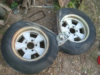 PAIR OF FENTON HAWK  14" X 5 1/2", 5 LUG 4 3/4" BC WHEELS & 10 7/16" SAE LUGS - Image 1 of 4