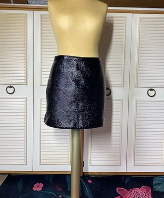 River Island Black Faux Leather Mini Skirt, Size 12 Very Good Condition - Image 1 of 4