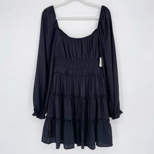 Altar’d State Square Neck Tiered Mini Dress Long Sleeve Babydoll Peasant Large - Picture 1 of 8