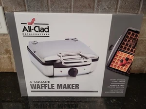 All Clad 4 Square Belgian Waffle Maker Stainless Steel New In Sealed Box - Picture 1 of 9