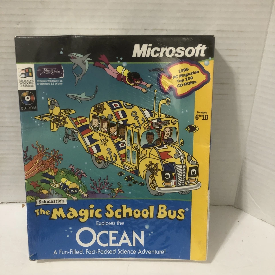 Vintage Mac OS Magic School Bus Ocean CD-Rom Microsoft Rare New Old Stock - Image 1 of 4