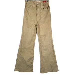 Pantalones Levi’s Ribcage Bell Tostado Pana Cintura Alta Para Mujer 27 Mezcla de Algodón Nuevos con Etiquetas - Imagen 1 de 4
