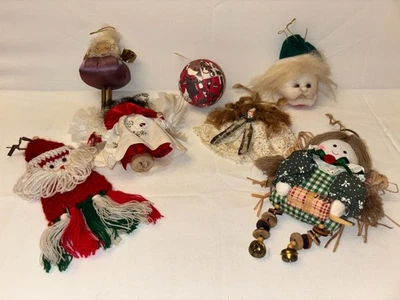 Lote de 7 adornos navideños primitivos rústicos de arte popular artesanal vintage hechos a mano Foto 1 de 4