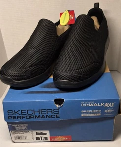 NEW-Skechers Performance Go Walk Max Size 16 54600EWW/BBK Black Extra Wide Fit - Picture 1 of 5