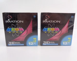 2 x Boîte scellée neuve de 12 - 3,5" Certifiée Imation Neon 2HD 1,44 Mo Disquettes - Photo 1/7