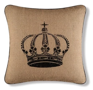Crown Burlap Printed Throw Pillow, 18" x 18" - Picture 1 of 4
