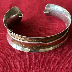 Modernist de Robertis Sterling Silver And Copper Cuff Bracelet - Picture 1 of 5