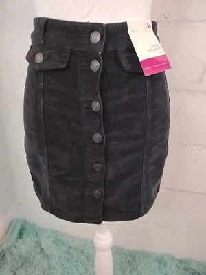 Minifalda SO tiro medio negra pana abotonada talla 1/25 W nueva con etiquetas Foto 1 de 4