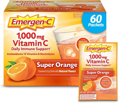 Emergen-C 1000mg Vitamin C Powder, Super Orange Flavor, 60 Packets, Immune Suppo - Image 1 of 4