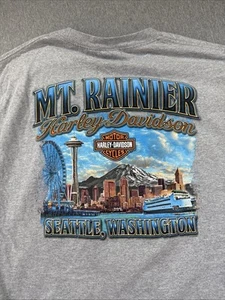 Harley Davidson Mt. nueva con etiquetas Rainier Seattle Washington Hombre Pequeño Manga Corta Gris - Imagen 1 de 10